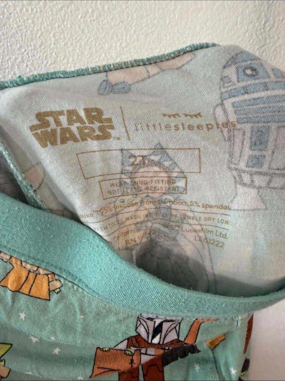 LITTLE SLEEPIES-  Yoda & Star Wars Character bamboo Pajama pants- 2T